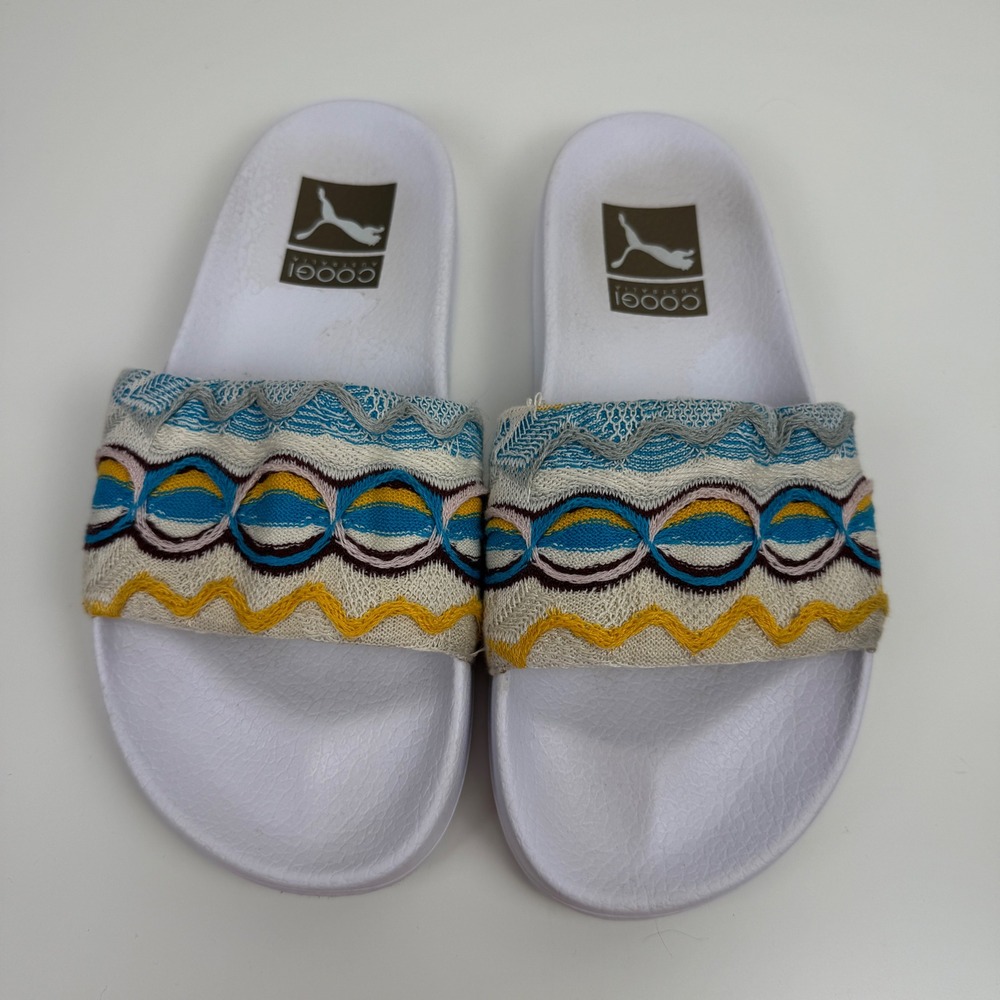 Puma x Coogi Australia Slides Sandals White Colorful Embroidered‎ US 6
